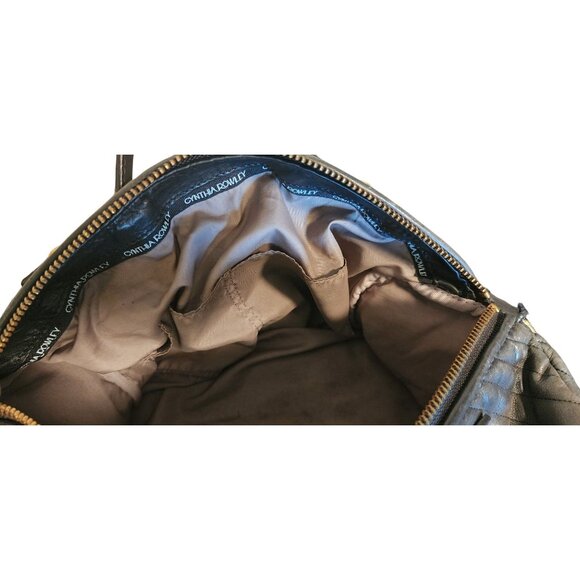 Cynthia Rowley Large Quilted Black Leather Shoulder Bag W Gold Clip Hardware - Picture 6 of 8